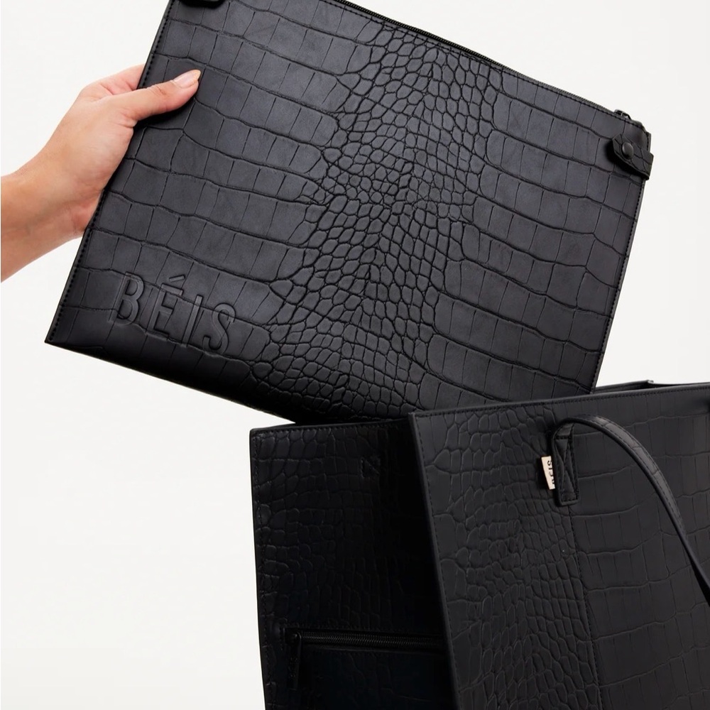 BEIS Large Work Tote Black Croc - Picture 2 of 5
